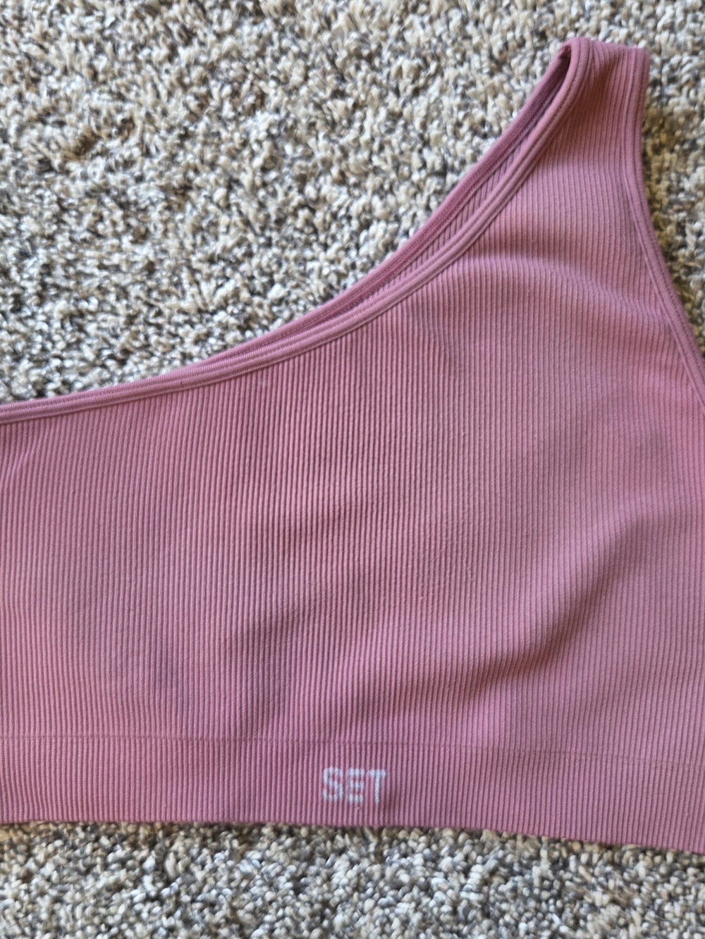 SET Active One-Shoulder Ribbed Sports Bra in Mauve